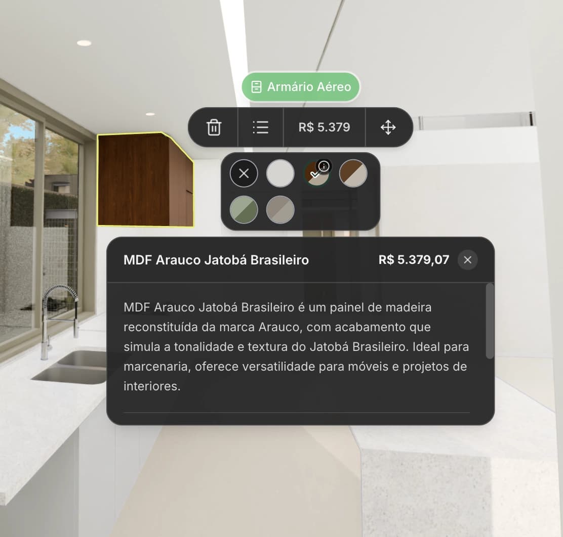 Cliente escolhendo acabamentos na plataforma GetHome