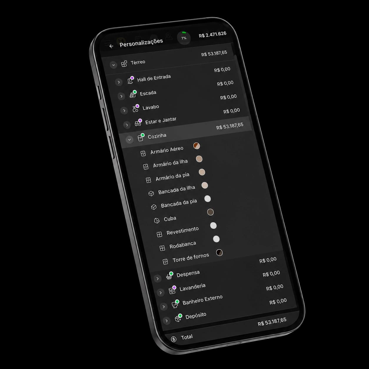 Plataforma GetHome exibida no celular